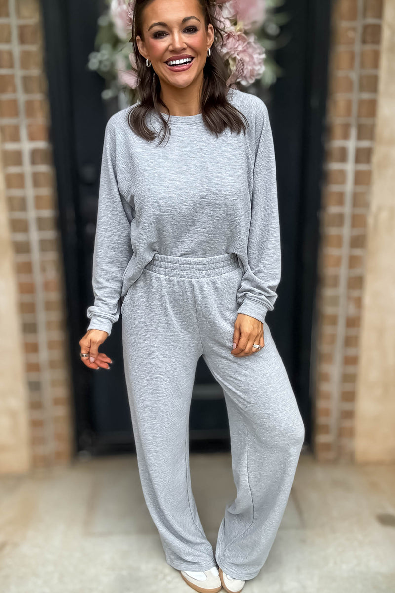 Rewrite Your Story Heather Grey Slub Long Sleeve Top
