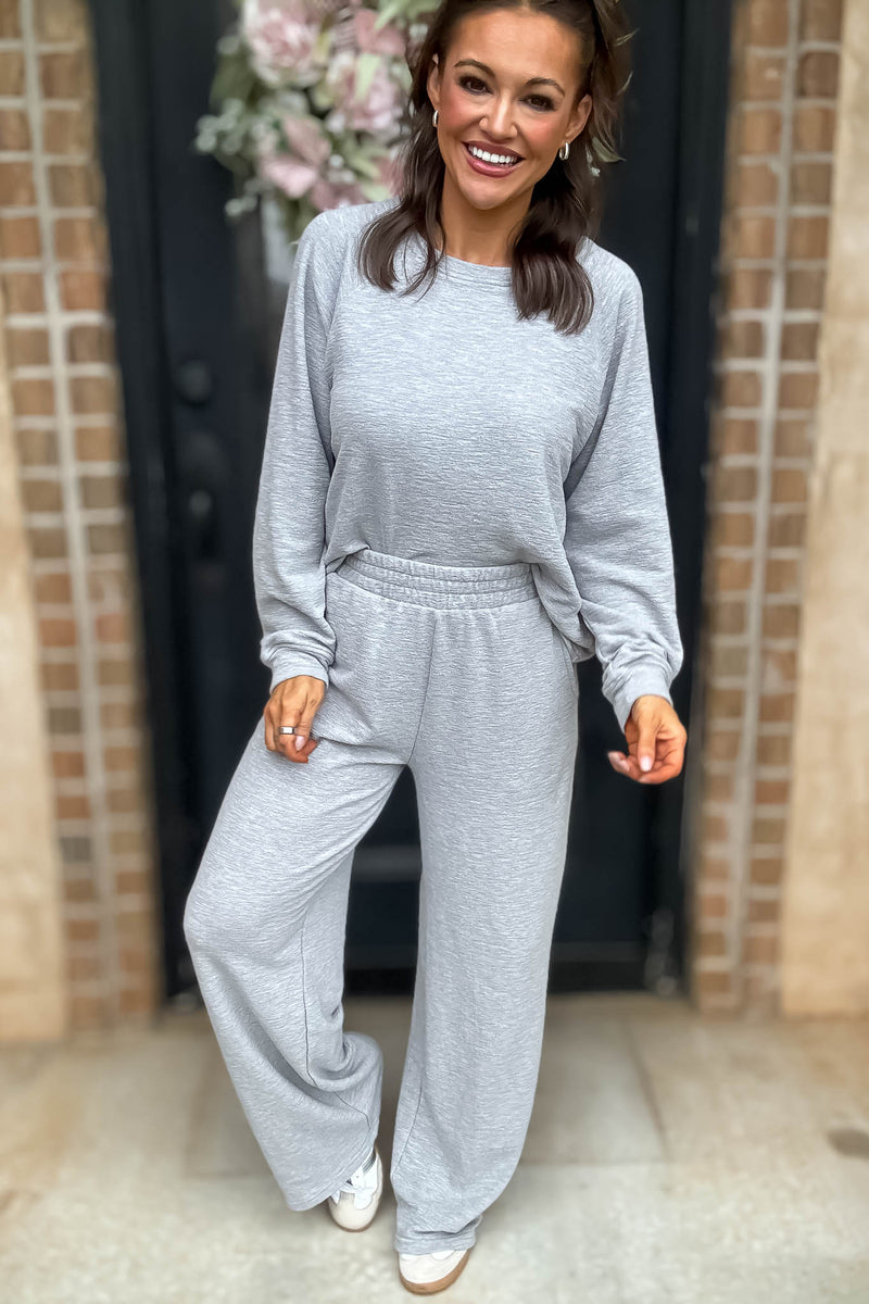Rewrite Your Story Heather Grey Slub Long Sleeve Top