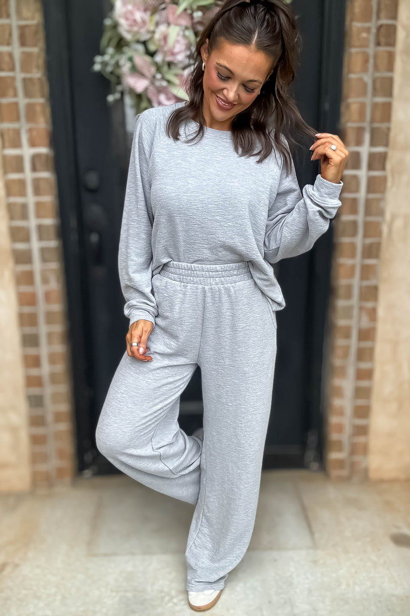 Rewrite Your Story Heather Grey Slub Long Sleeve Top