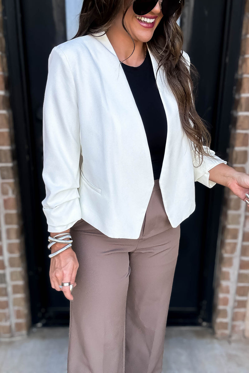 Vertigo White Long Sleeve Open Blazer Jacket