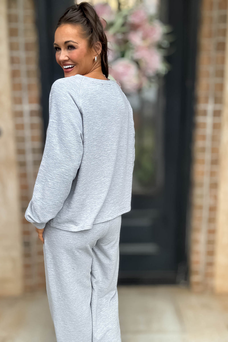 Rewrite Your Story Heather Grey Slub Long Sleeve Top