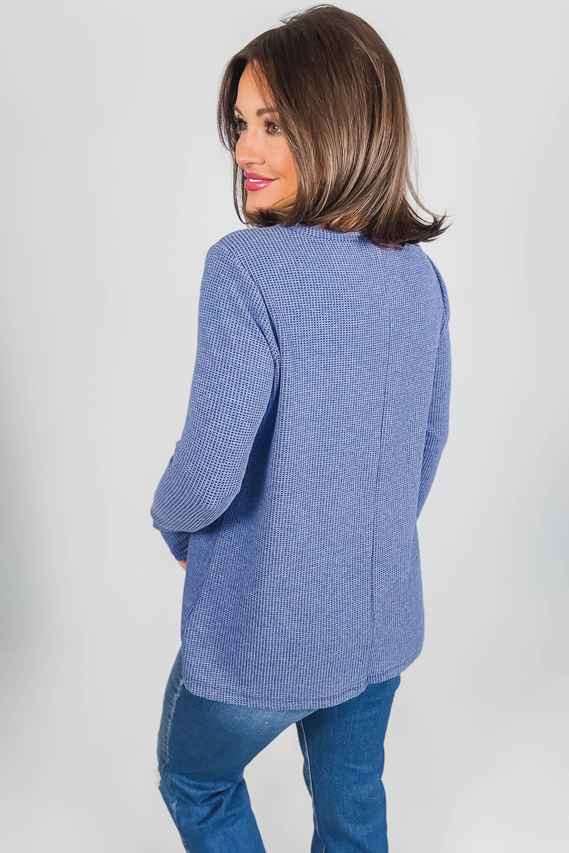 Long Sleeve Denim Baby Waffle Top