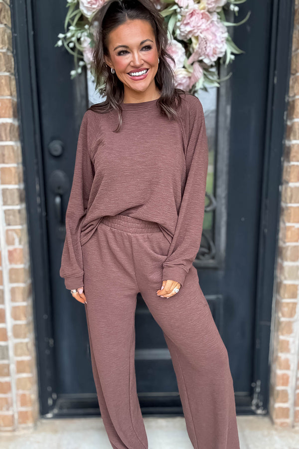 Rewrite Your Story Brown Slub Long Sleeve Top