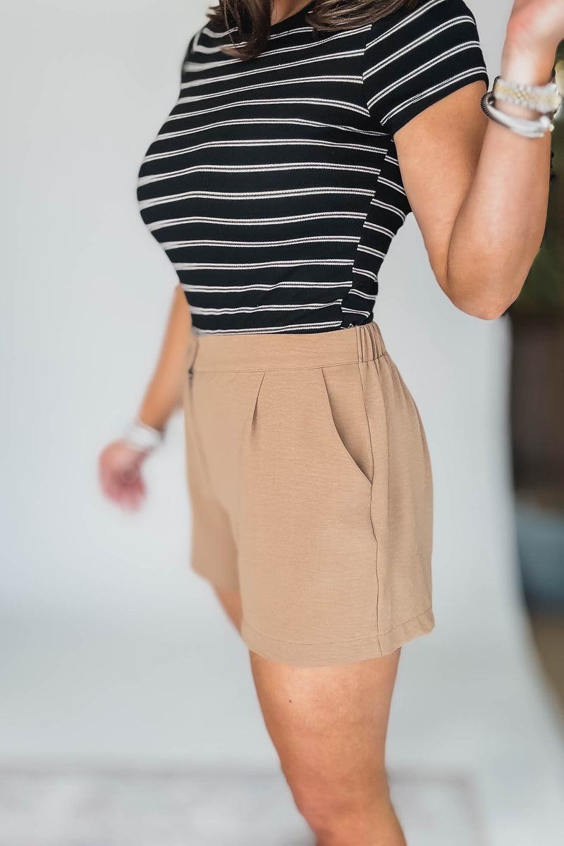 High Waisted Mocha Airflow Shorts