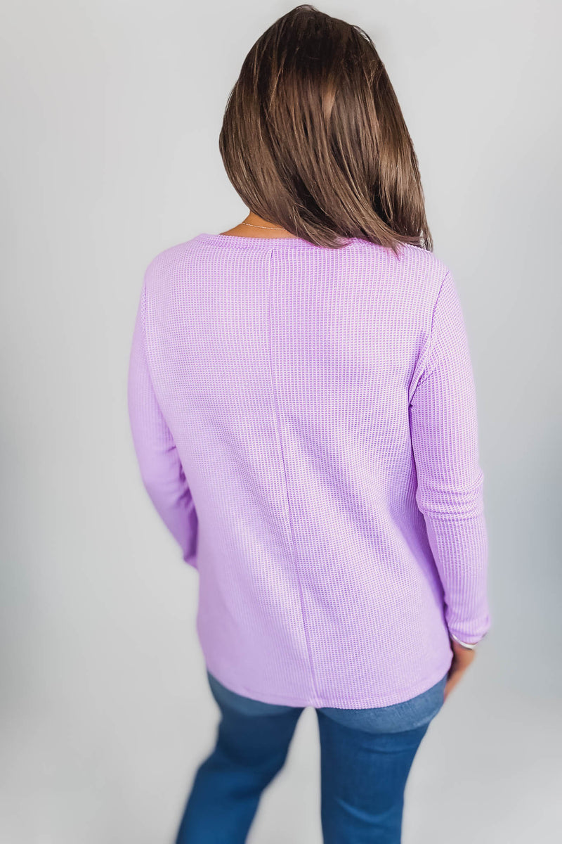 Long Sleeve Lavender Baby Waffle Top