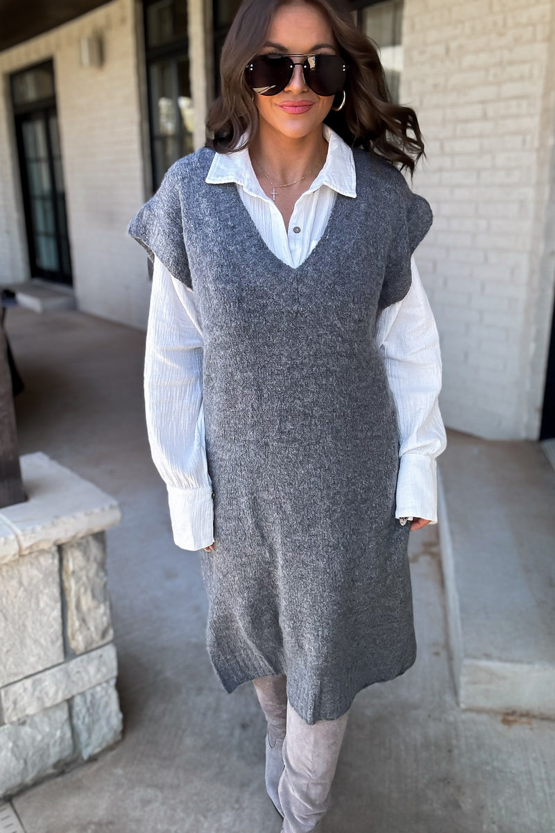 All That You Are Charcoal Sweater Dress