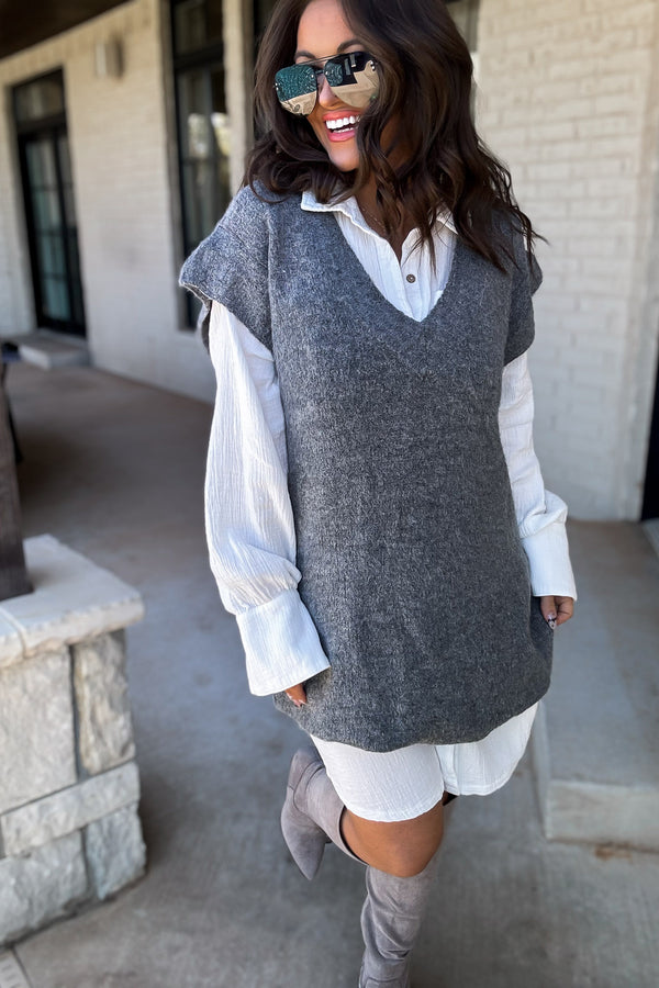 All That You Are Charcoal Sweater Dress