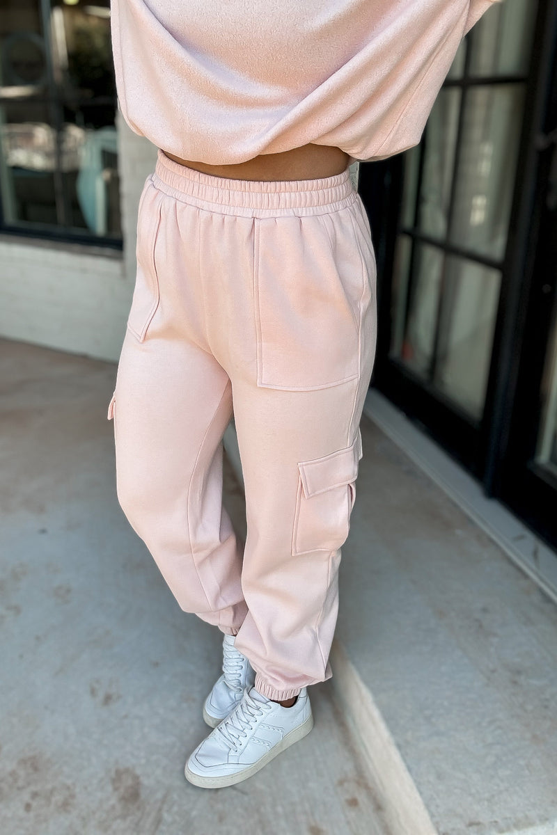 Versitile Vibes Dusty Pink High-Waisted Cargo Jogger Pants