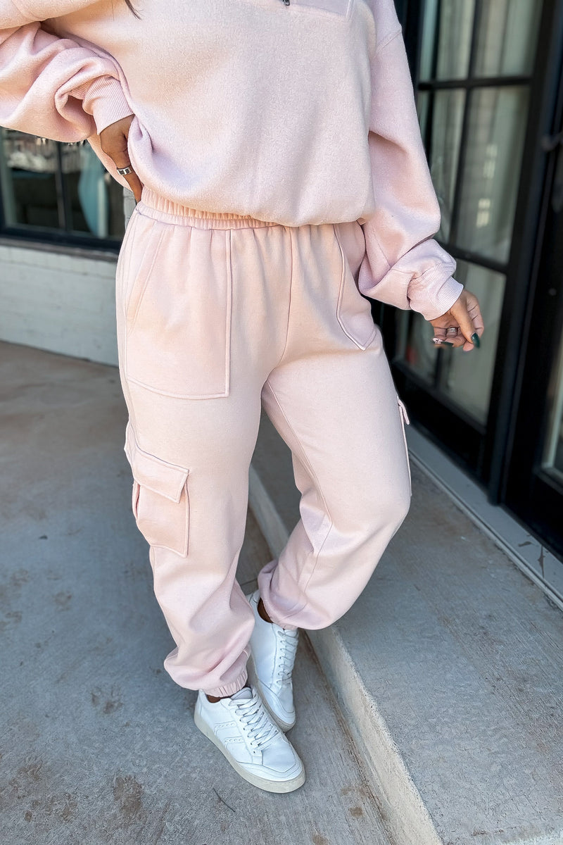 Versitile Vibes Dusty Pink High-Waisted Cargo Jogger Pants