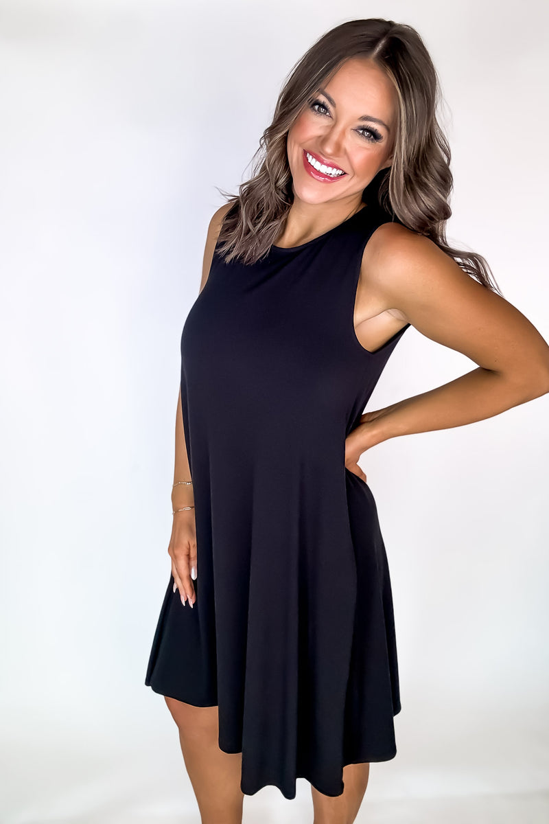 Laid Back Life Black Sleeveless Flared Dress