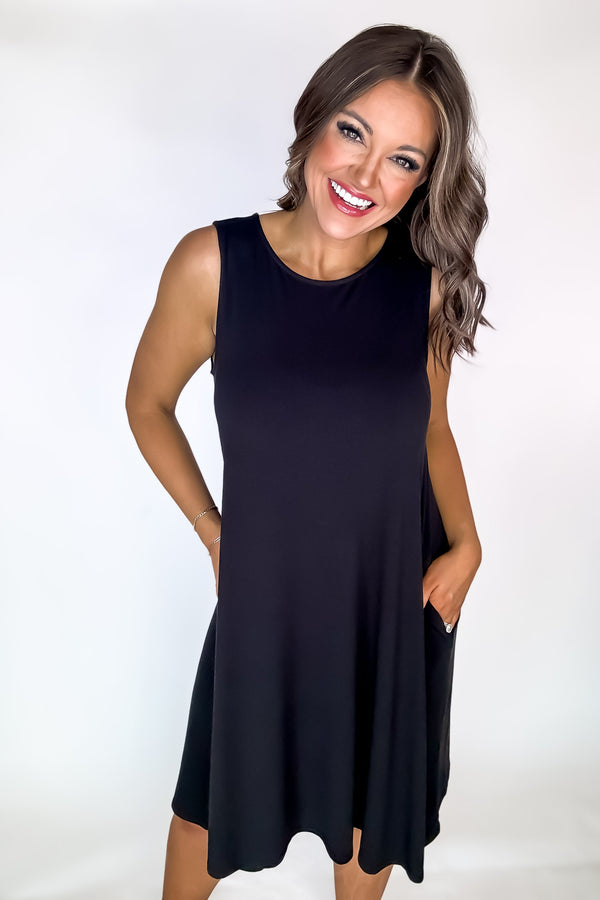 Laid Back Life Black Sleeveless Flared Dress