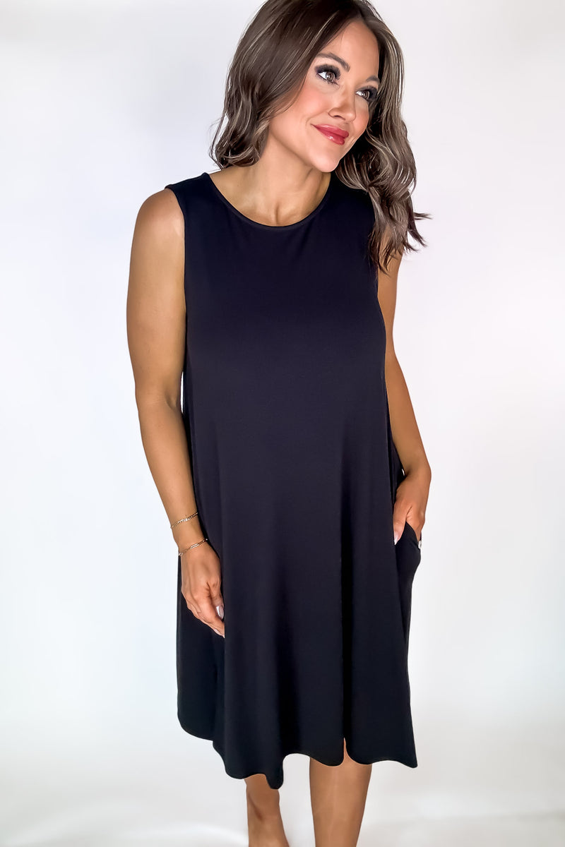 Laid Back Life Black Sleeveless Flared Dress