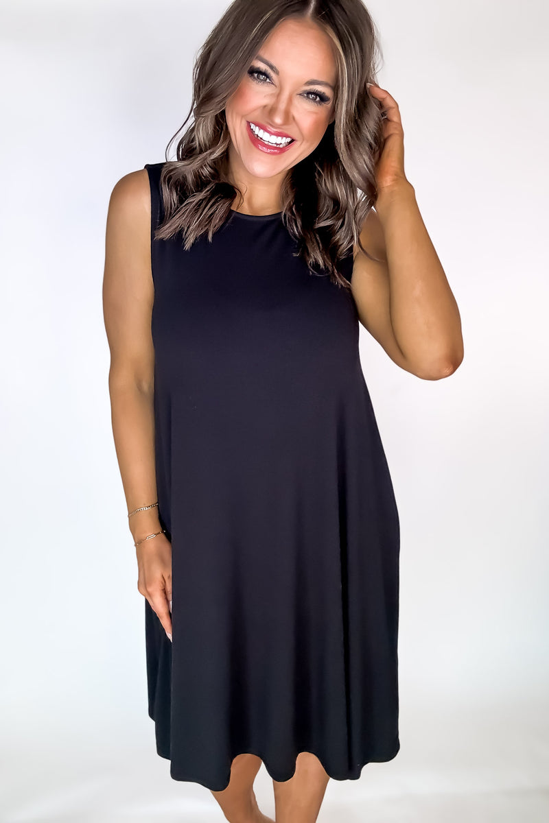 Laid Back Life Black Sleeveless Flared Dress