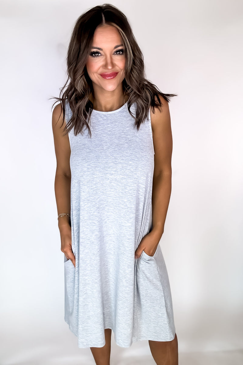 Laid Back Life Heather Grey Sleeveless Flared Dress