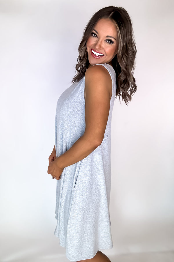 Laid Back Life Heather Grey Sleeveless Flared Dress