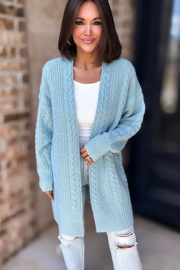 Eesome Blue Crochet Long Cardigan