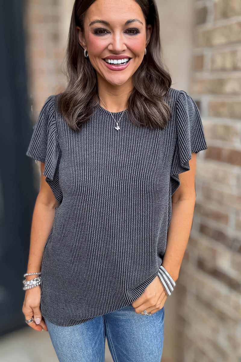 Say More Charcoal Top