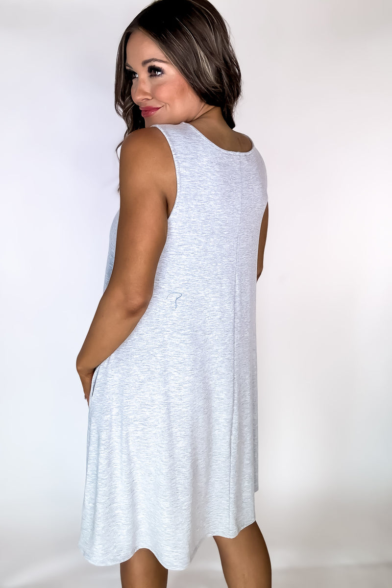 Laid Back Life Heather Grey Sleeveless Flared Dress