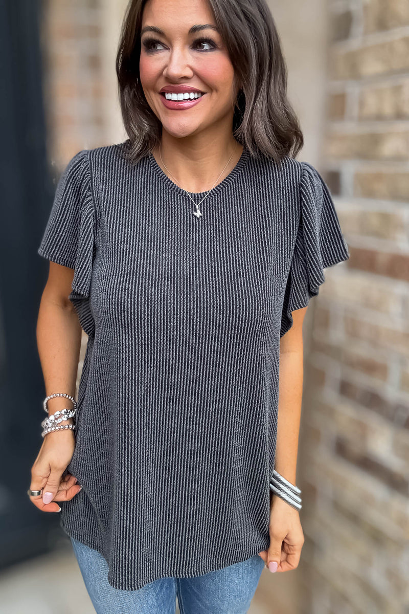 Say More Charcoal Top