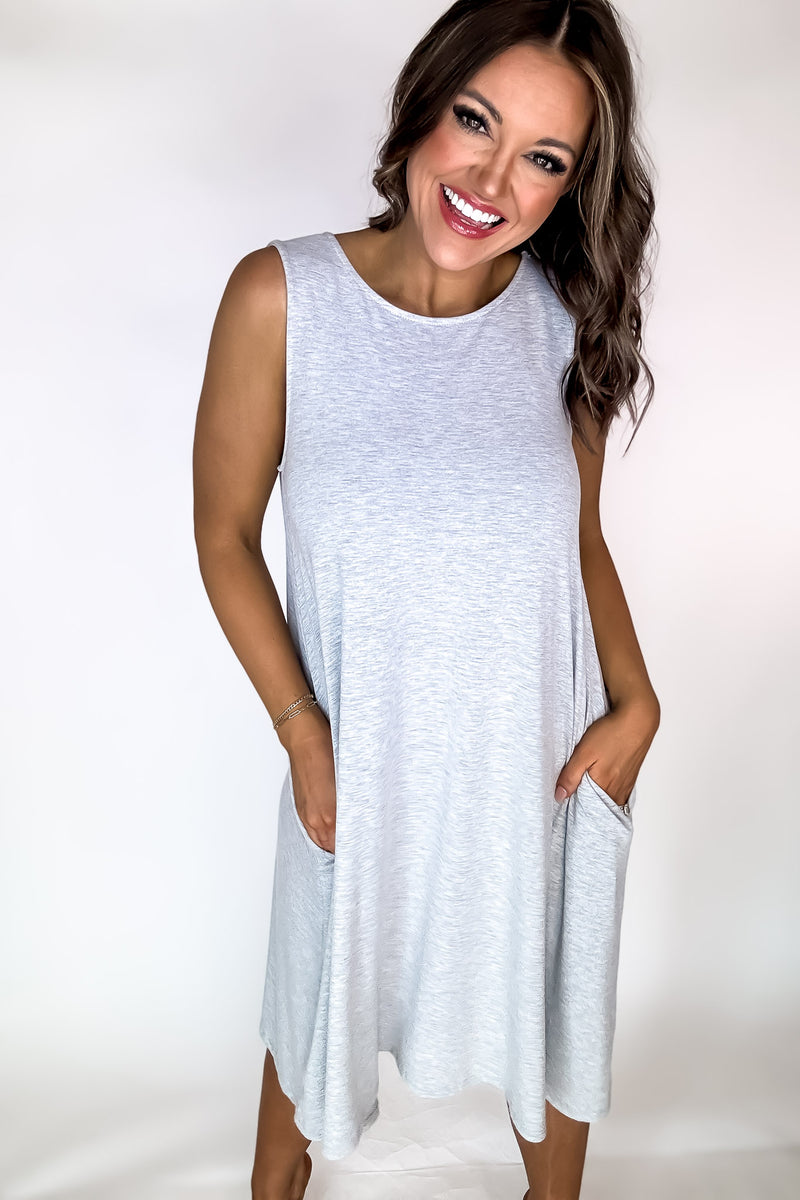 Laid Back Life Heather Grey Sleeveless Flared Dress