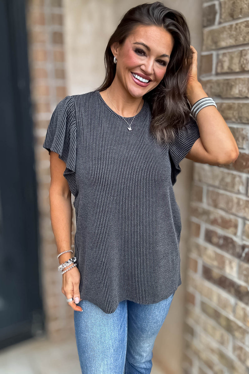 Say More Charcoal Top