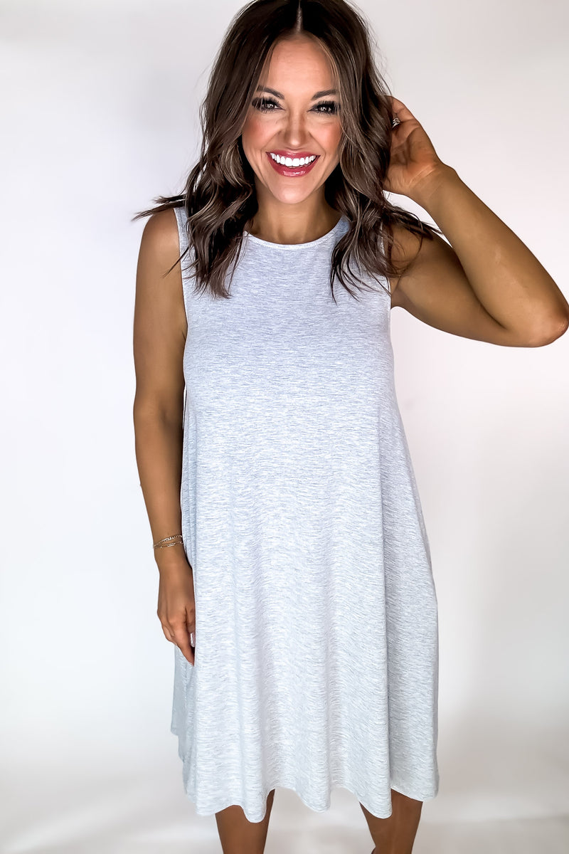 Laid Back Life Heather Grey Sleeveless Flared Dress