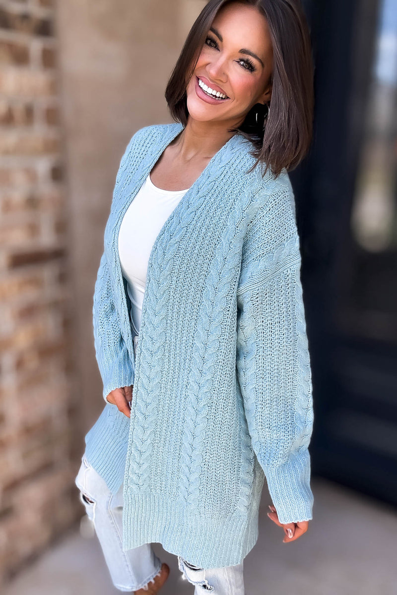 Eesome Blue Crochet Long Cardigan