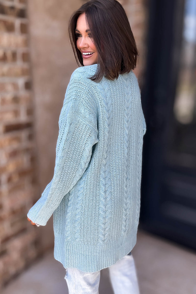 Eesome Blue Crochet Long Cardigan