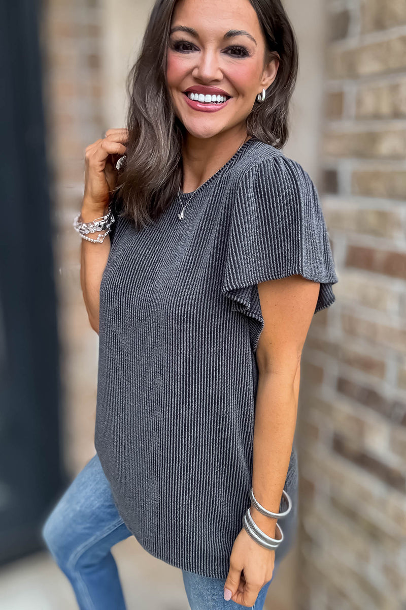 Say More Charcoal Top