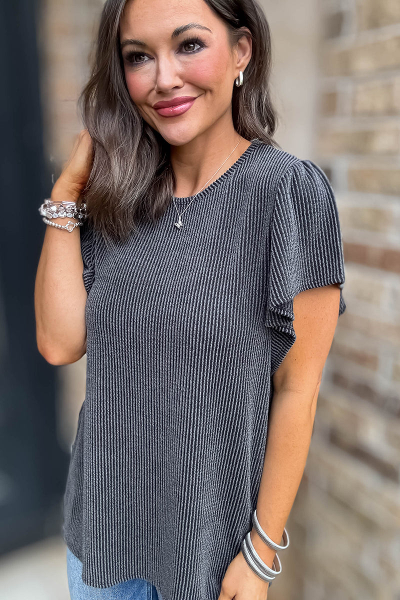 Say More Charcoal Top