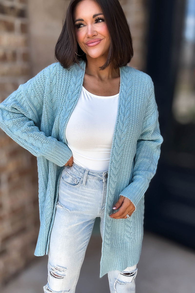 Eesome Blue Crochet Long Cardigan