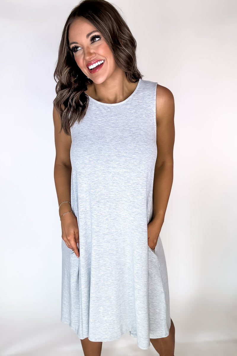 Laid Back Life Heather Grey Sleeveless Flared Dress