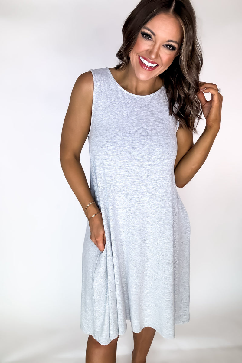 Laid Back Life Heather Grey Sleeveless Flared Dress