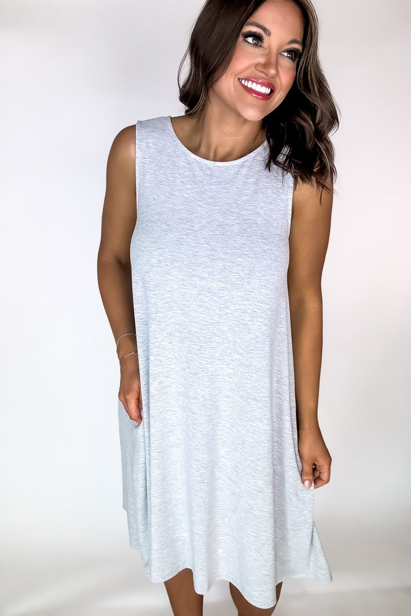 Laid Back Life Heather Grey Sleeveless Flared Dress