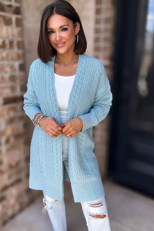 Eesome Blue Crochet Long Cardigan