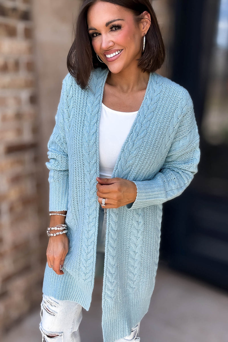 Eesome Blue Crochet Long Cardigan