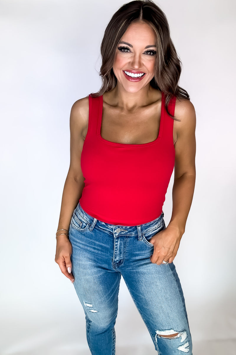 Endless Possibilities Ruby Cotton Square Neck Cropped Cami Top