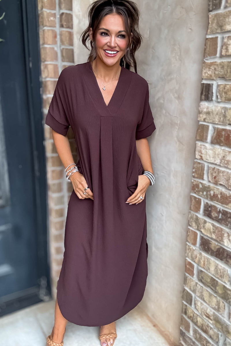 Between Now And Then Chocolate Maxi Dress