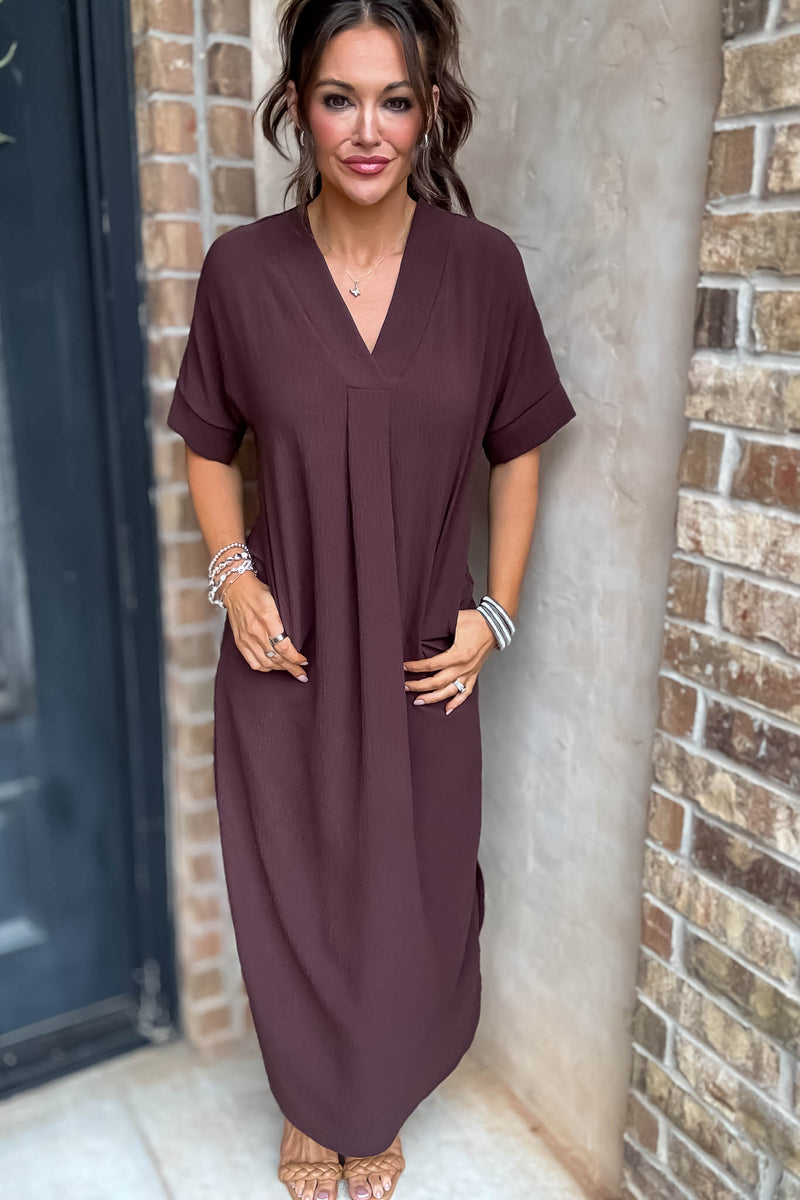 Between Now And Then Chocolate Maxi Dress