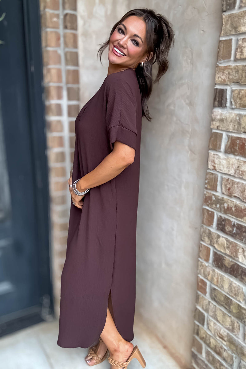 Between Now And Then Chocolate Maxi Dress