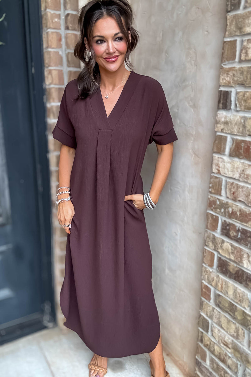 Between Now And Then Chocolate Maxi Dress