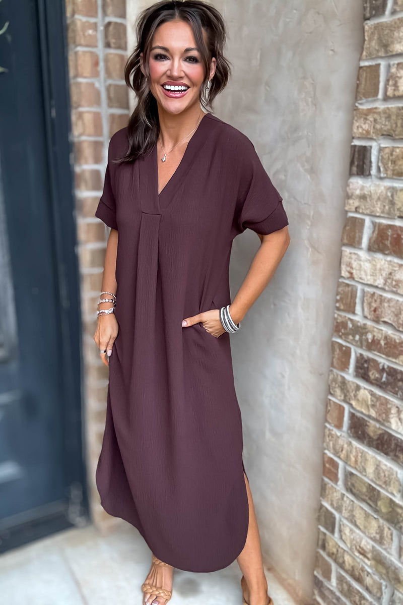Between Now And Then Chocolate Maxi Dress