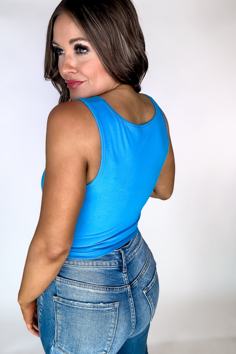 Endless Possibilities Deep Sky Cotton Square Neck Cropped Cami Top