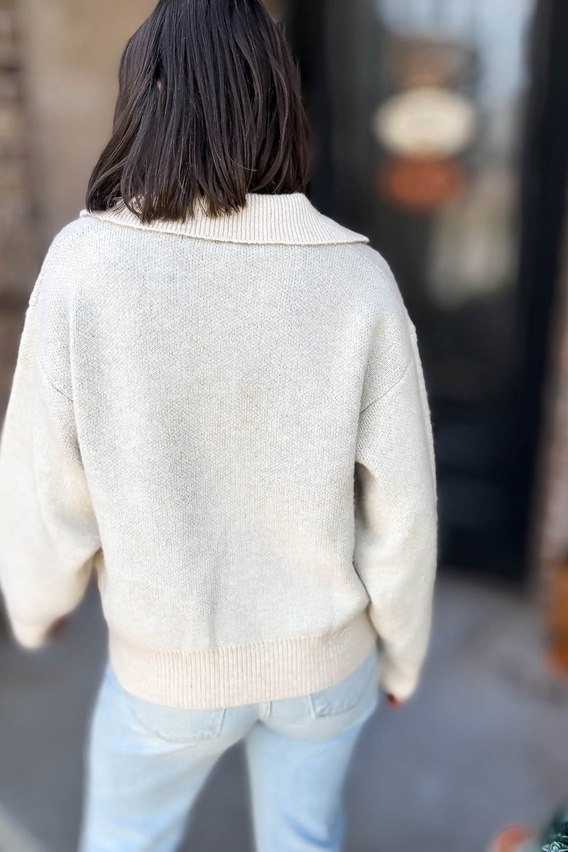 Le Lis Collared Knit Sweater Top With Buttons