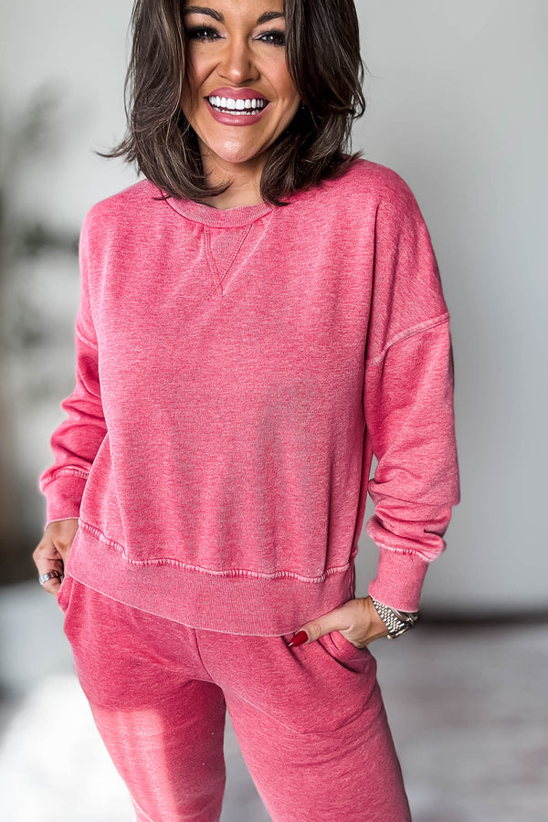 Burned Out Crewneck Cherry Sweatshirt