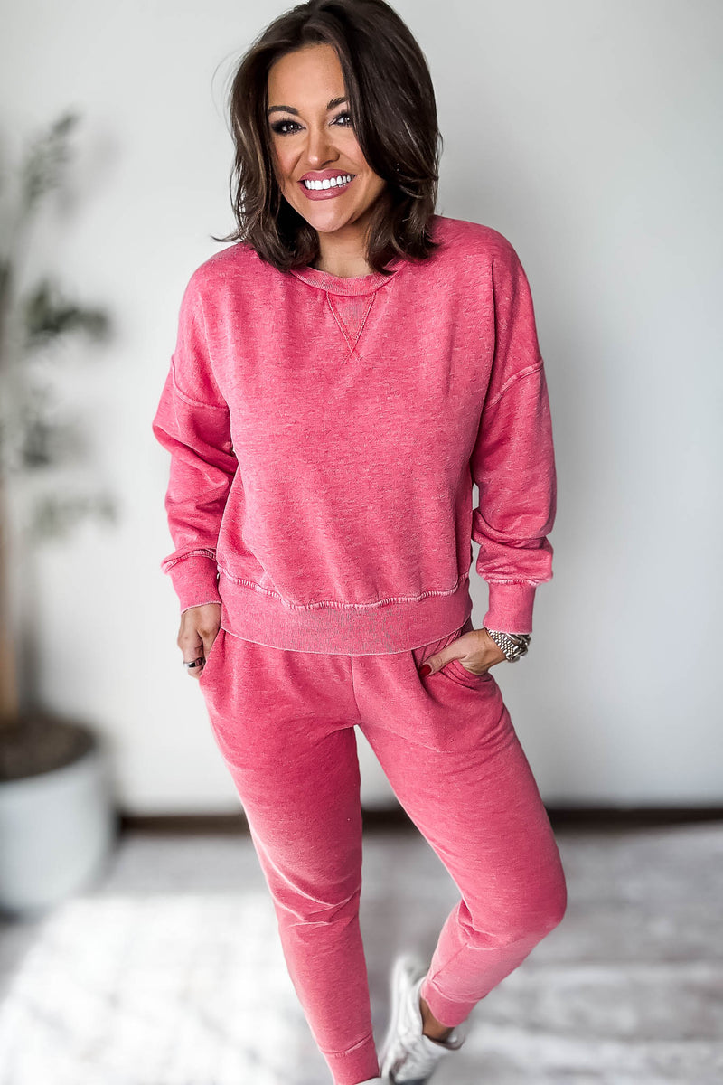 Burned Out Fleece Cherry Joggers