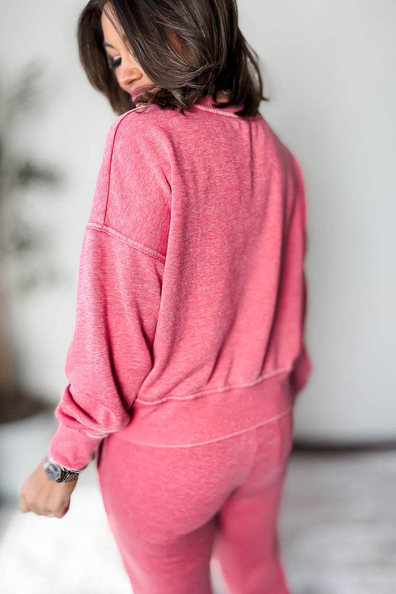 Burned Out Crewneck Cherry Sweatshirt