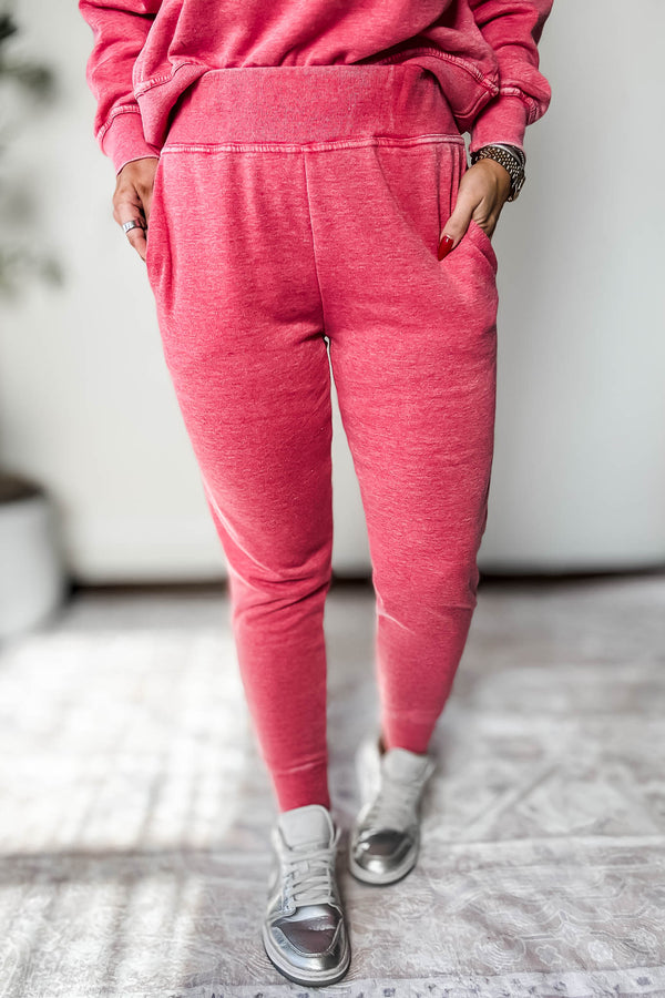 Burned Out Fleece Cherry Joggers