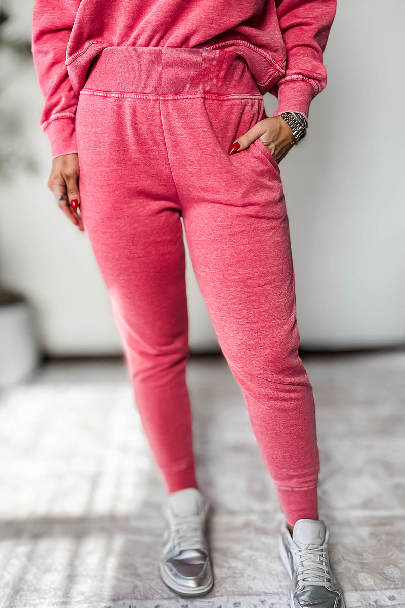 Burned Out Fleece Cherry Joggers