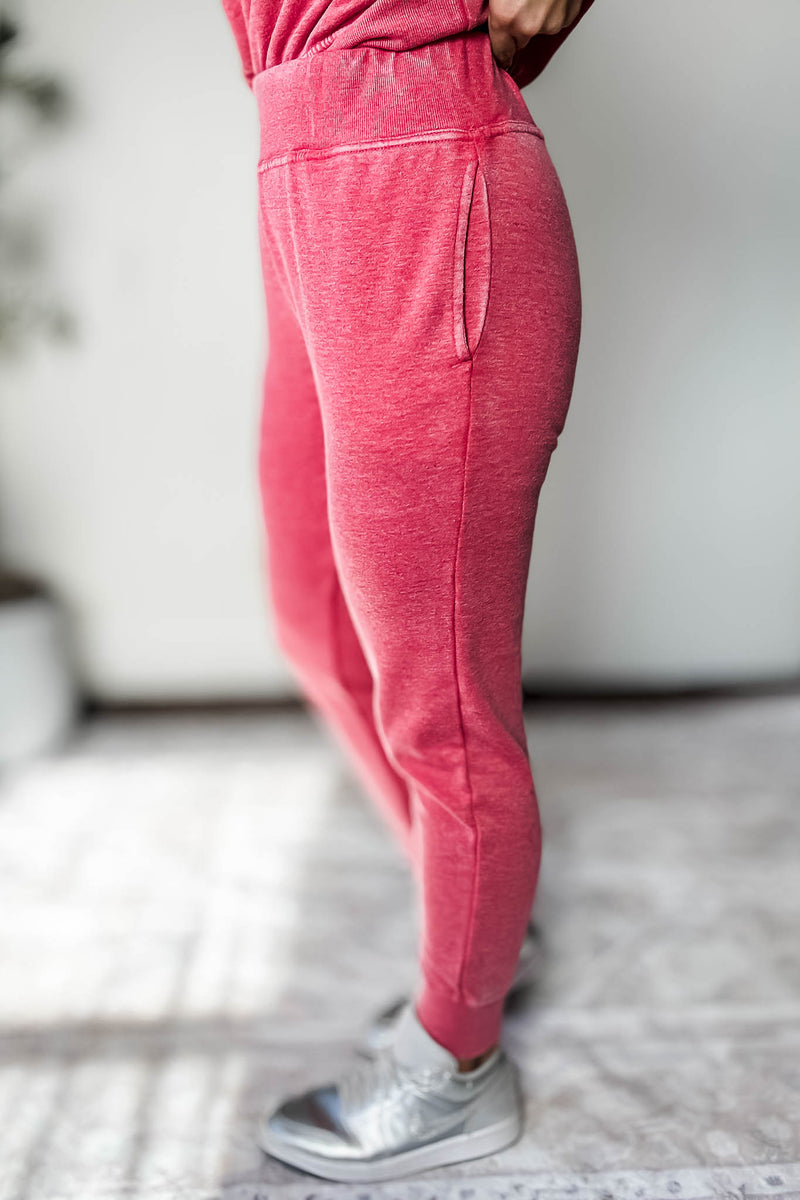 Burned Out Fleece Cherry Joggers